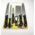 7pcs plastic handle kitchen knife board set